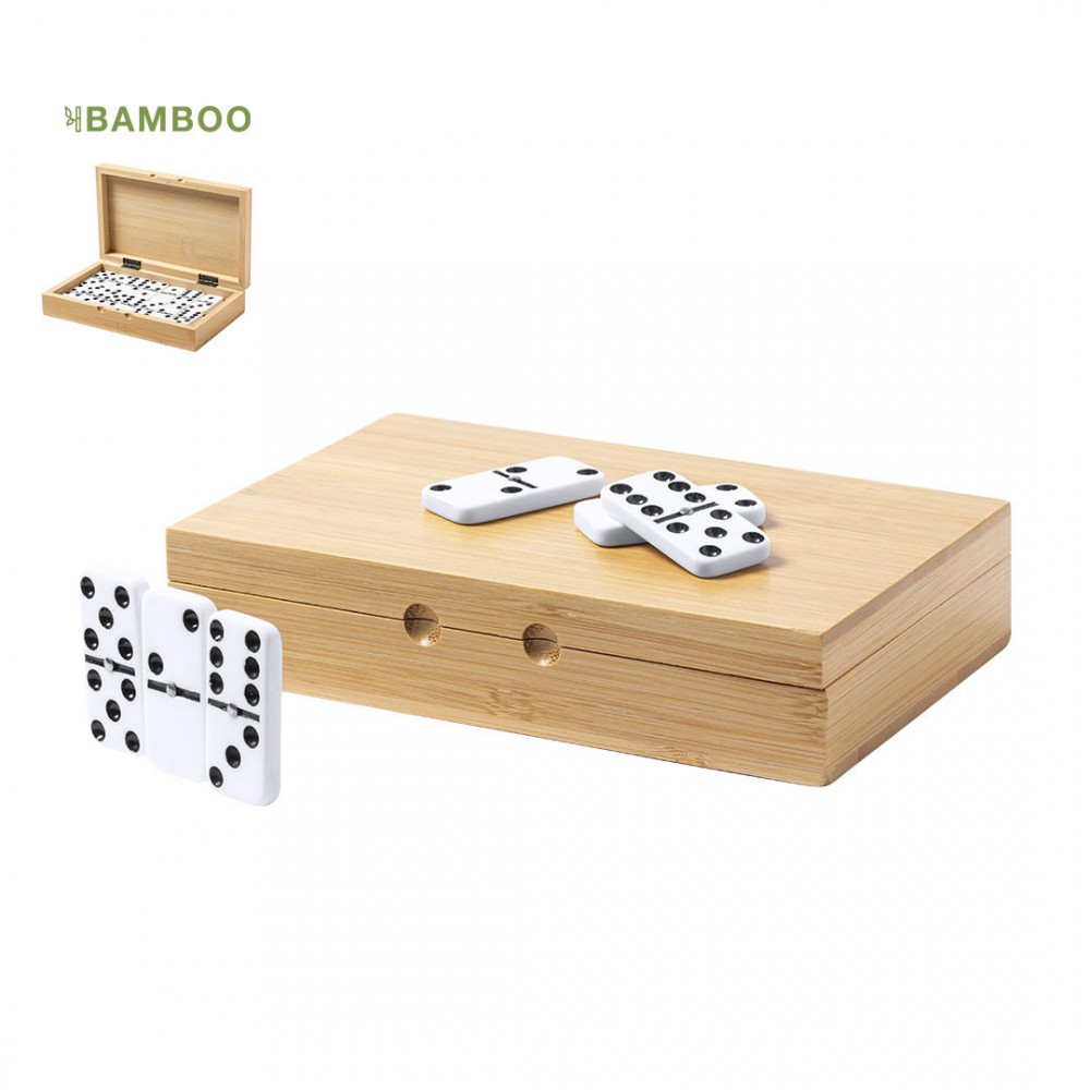 Domino in bamboe doos